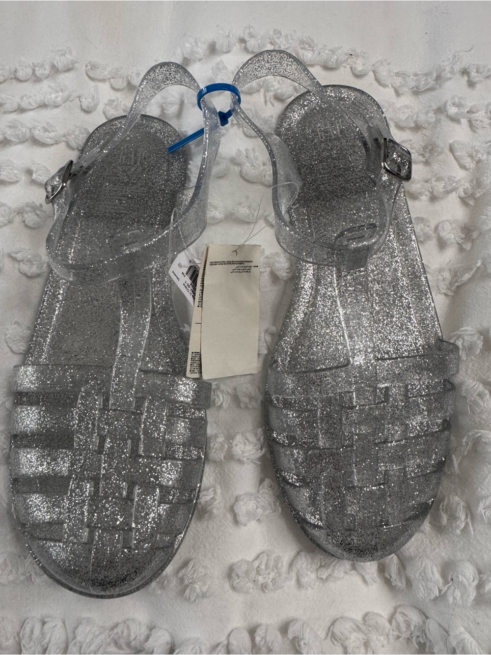GAP KIDS Silver Glitter Jelly Sandals - Size 5 NWT
